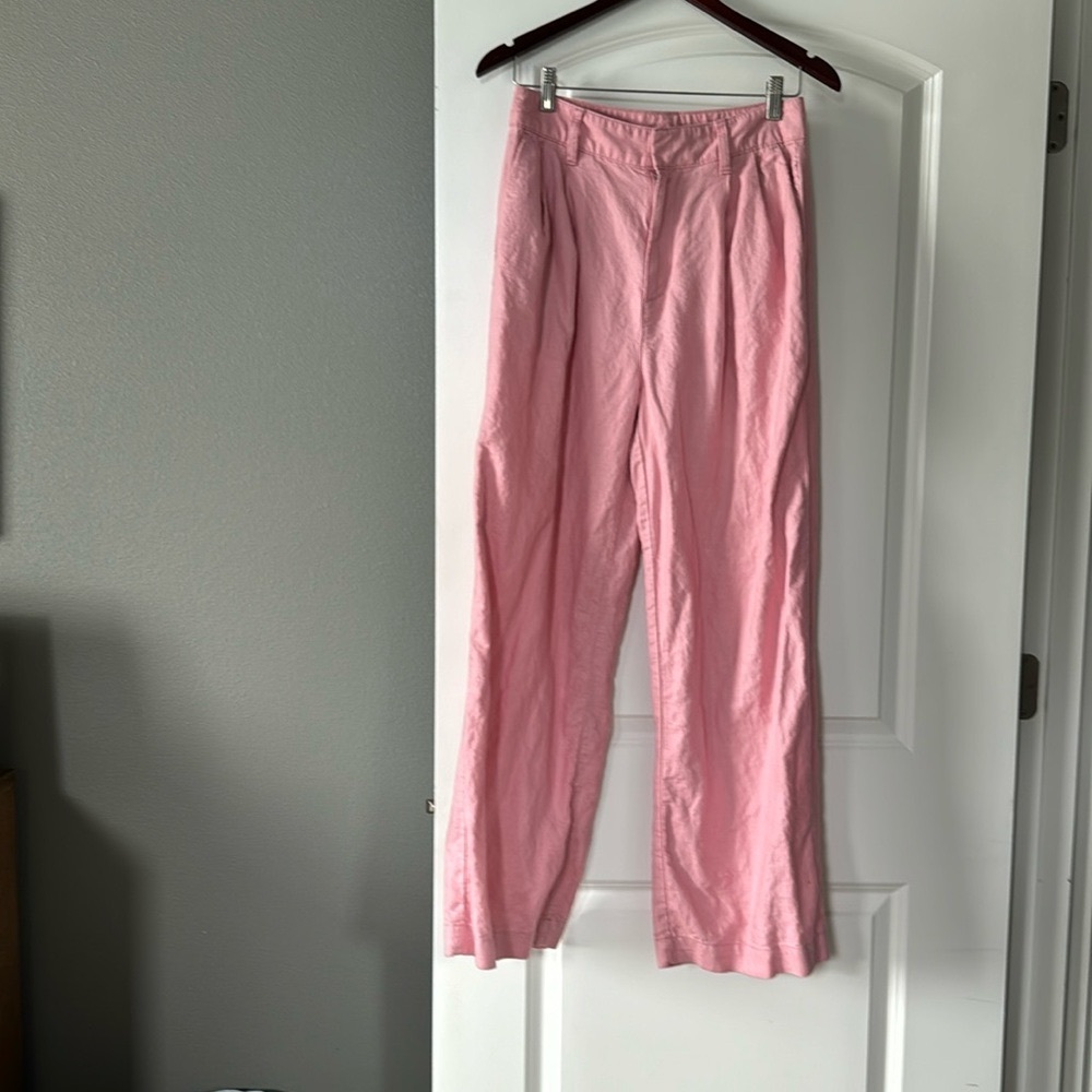 Banana republic, pink pleaded linen pants, trouser, wide leg -women’s size 4